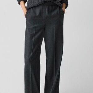 Theory Wide-Leg Pull-On Pant in Sleek Flannel- NWT